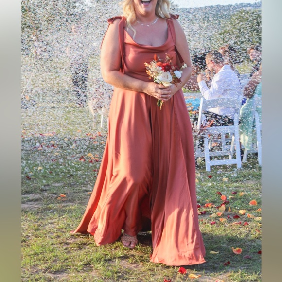 Rust Satin Silk Bridesmaids Dress - XXL - Picture 1 of 5